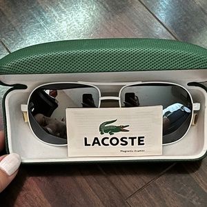 Lacoste white aviator ‘magnetic frame’ sunglasses